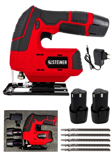 Steiner ST-12V 3.0 Ah K Li-ion Çift Akülü Şarjlı Dekupaj Testere Kırmızı