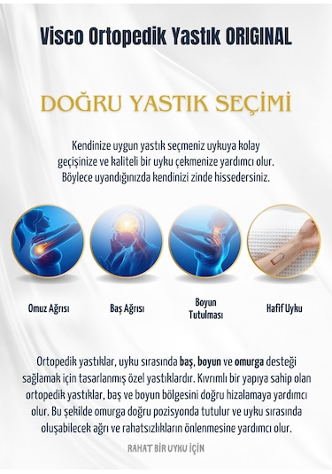 Visco Ortopedik Yastık Destekli Çift Yükseklik Yastık Taşıma Çantalı Beyaz Mavi