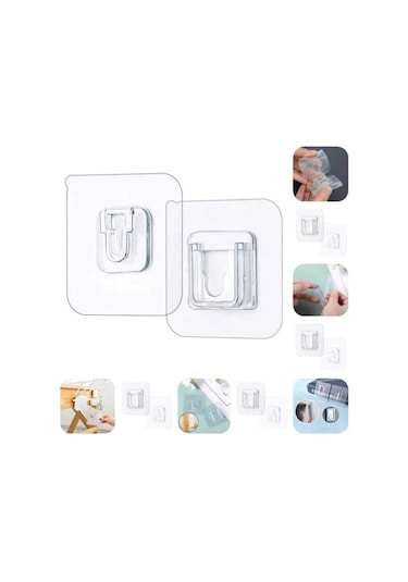 Çift Taraflı Yapışkanlı Geçmeli Klips Eşya Sabitleme Askısı