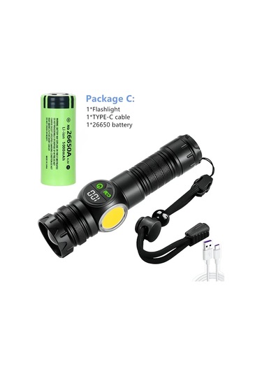 Yüksek Güçlü Led El Feneri Type-c Şarj Edilebilir Alüminyum Torch Açık With 26650 Battery With 26650 Battery Çok Renkli