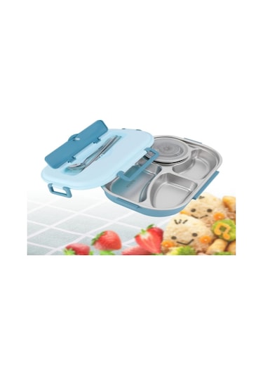 Hangfox 1500ml Mavi 4 Bölmeli Paslanmaz Çelik Termos Yemek Kutusu - İşçi Çanta İçin Taşınabilir, Çorba Kasesi Ve Besteği Dahil Çok Renkli