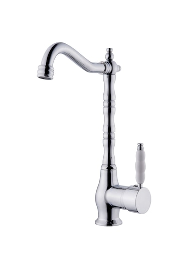 Rudi Armatür İnox Pirinç Malzeme -seramik Kol - Döner Gövdeli Rustik Mutfak Bataryası Gri