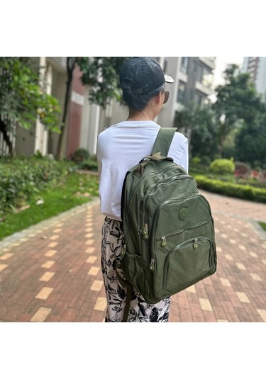 Honeybeeshop Yeşil Ordu Büyük Minimalist Spor Sırt Çantası Dayanıklı Nylon Laptop Tablet Bölmeli Yeşil Ordu