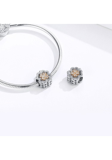 Dört Yapraklı Yonca Zirkon Boncuklu S925 Ayar Gümüş Dıy Bilezik Aksesuarları Çok Renkli