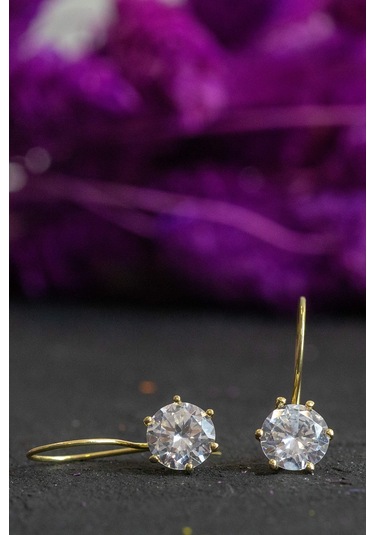 Moom Mücevherat Kadın Tek Taş Sallantılı Küpe 14 Ayar Altın N11.15612