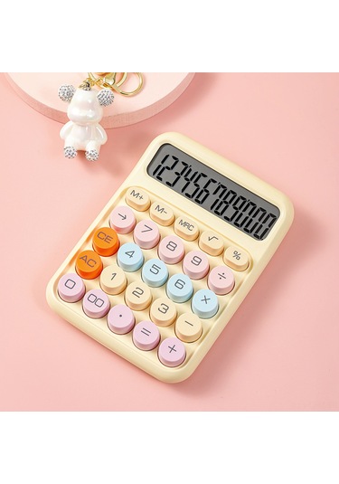 Aubyhe Ofis Ve Öğrenci Hesap Makinesi, Mekanik Klavye, 12 Basamaklı Ekran, Büyük Yuvarlak Tuşlar, Limon Sarısı 1 Aaa Pil Gerekiyor, Pil Dahil Değil Sarı