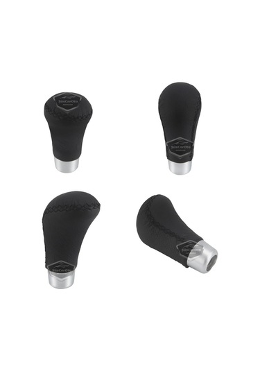 Üniversal Siyah Dikişli Deri Spor Görünümlü Vites Topuzu Aparatlı Manuel Vites Kolu 00 Şüscaroto Aksesuar