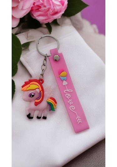 Unicorn Figürlü 3d Renkli Silikon Anahtarlık & Çanta Aksesuarı 1 Adet