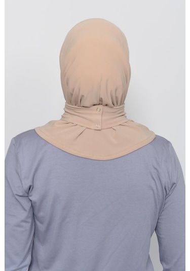 Çıtçıtlı Hazır Eşarp Hijap Bej