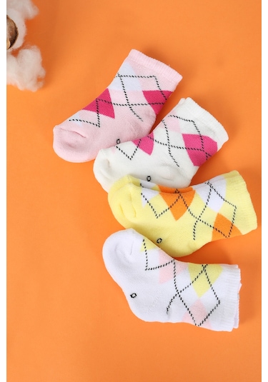 Pamuklu 6'lı Yenidoğan Bebek Kışlık Havlu Çorap Çok Renkli