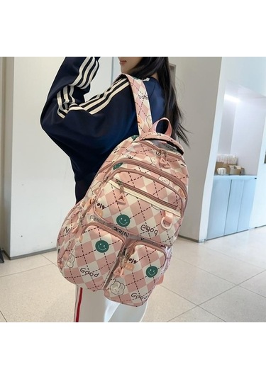 Dancemonkey Sırt Sırt Seyahat Öğrenci Mavi Kapasiteli Kadın Çantası Çantası Büyük Baskı Wh Mavi