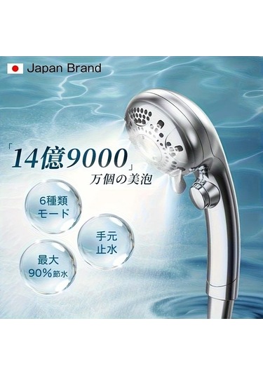 Fastbuy Gümüş Mikro Nano Kabarcık Duş Başlığı - 6 Modlu Yağmur Masaj Spa, Su Tasarrufu, Hızlı Bağlantı