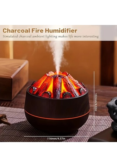 Techbloom 1pc Usb Şarjlı Mangal Kömürü Nemlendirici Renkli Gece Işığı Ayarlanabilir Sis Çıkışı Yatak Odası