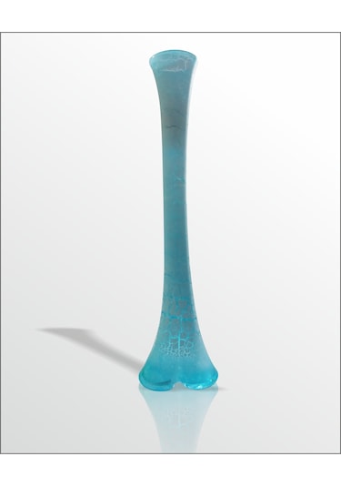 Uzun 80 Cm Çatlatma Buz Mavi Renk Su Geçirmez Canlı Çiçeklik Vazo