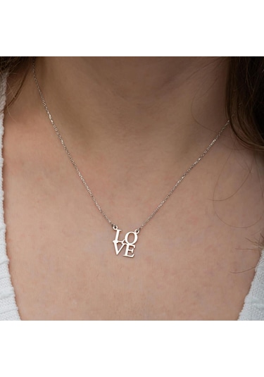 Love Yazılı 925 Gümüş Kolye