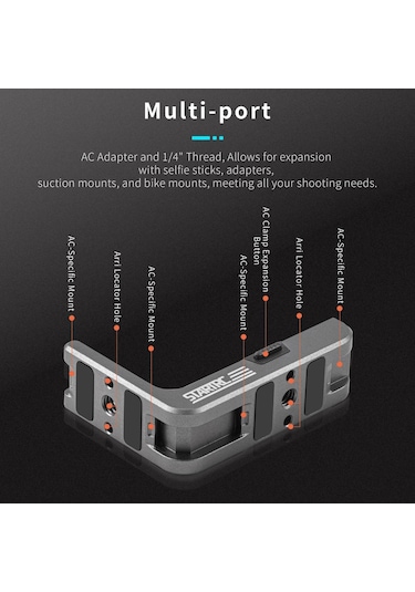 Djı Osmo Action 5 Pro / 4/3 Startrc L-şekilli Manyetik Hızlı Bırakma Braketi İçin Siyah