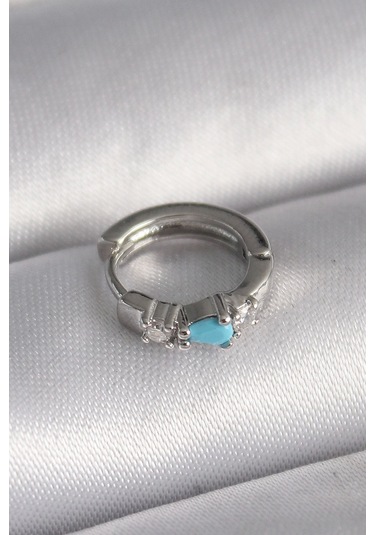 316l Çelik Gümüş Renk Zirkon Taşlı Mavi Boncuk Detay Tragus Piercing Çok Renkli