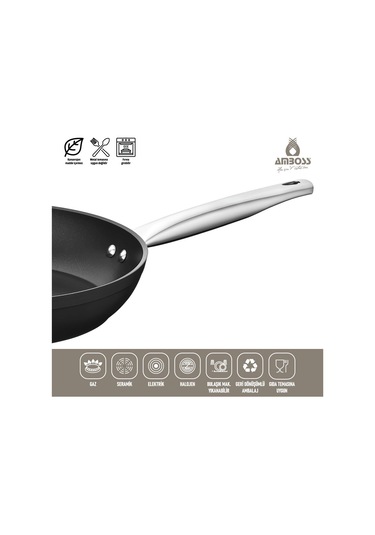 Amboss Black Dark Tava Yanmaz Yapışmaz Titanyum Kaplama - 24 Cm Siyah