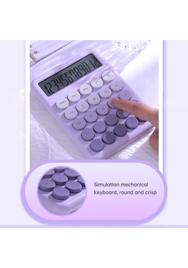 Aubyhe Desk Tipi Renkli Gradyan Hesap Makinesi - 12 Basamaklı Büyük Lcd Ekran, Sessiz İşlem, Aaa Pil Pil Yok - Pembe Gradyan Pembe