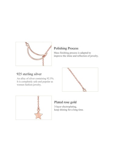 Bamoer 100% 925 Ayar Gümüş Kolye Yeni Ay ve Yıldız Kolye Kadınlar Için Gümüş Takı