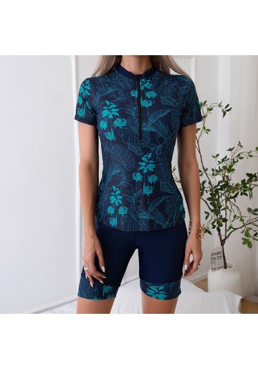 Springsun Bayanlar İçin Yüksek Kaliteli Polyester 2 Parça Yüzme Takımı - Baskılı Desenli, Rehberli, Sürf Ve Su Sporları İçin Siyah, M