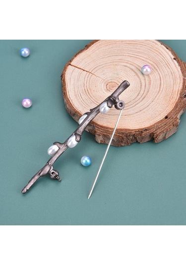 Vintage İnci Erik Çiçeği Dalı Broşlar İğneler Zarif Buket Broş BRONZ