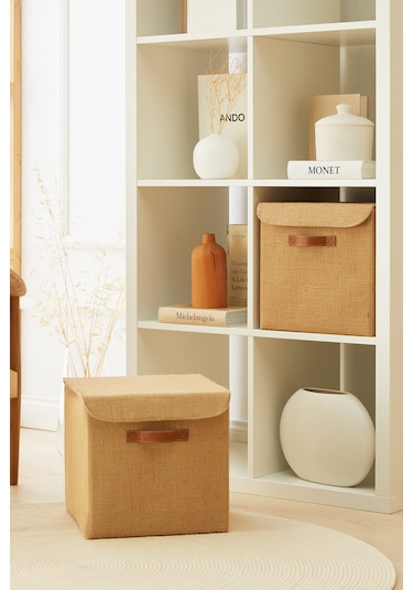 Ocean Home Textile 2'li Jüt Kapaklı Kutu Set 30x30x30 cm