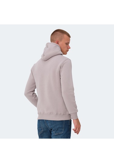 Slazenger OCTAVIA IN Erkek Kapüşonlu Cepli Taş Gri Sweatshirt