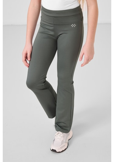 Tommylife Haki Esnek Standart Fit Basic Performans İspanyol Paça Kız Çocuk Tayt - 75193 Haki