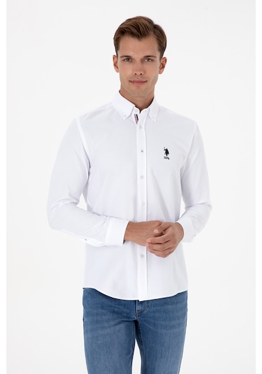 U.s. Polo Assn. Erkek Beyaz Gömlek Desenli 50317249-vr013 Beyaz