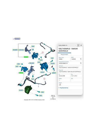 Vakum Kontrol Valfi Demir S Kuga Mondeo Smax 307 407 Partner Berlingo C4 C5 08 6g9q9e882ca