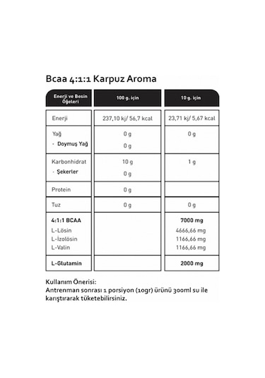 Dna Nutrition Bcaa 4:1:1 Karpuz Aromalı 500gr