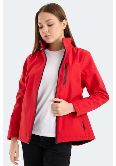Slazenger Hıp Style Kadın Dik Yaka Fermuarlı Kırmızı Mont & Kaban Kırmızı