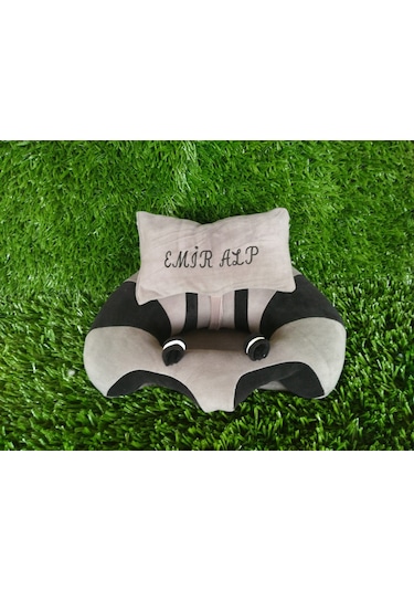 Kişiye Özel Bebek Destek Oturma Minderi Bebeyatmaz - Beyaz Siyah