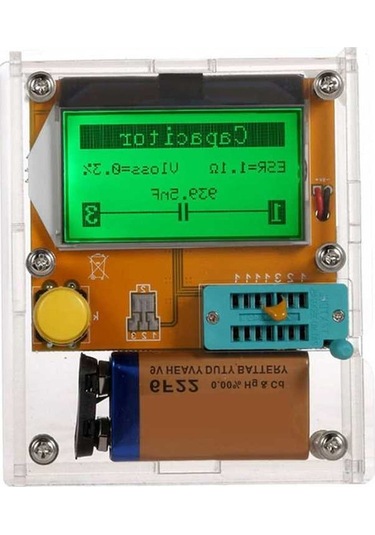 Moly Yunboo Devre Eleman Test Cihazı - Transistör, Diyot, Rezonans, Kondansatör Otomatik Tespit Siyah Kasa Dahil Siyah