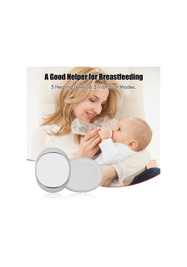 Yifomall Laktasyon Masaj Cihazı: 3 Seviye Isı + 5 Titreşim Modu, Yumuşak Silikon Yüzey, Şarj Edilebilir Pil, Gri Renk Çok Renkli