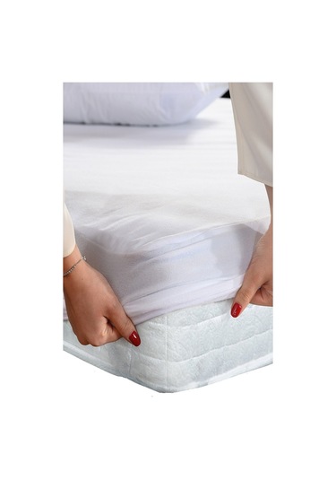 Altın Karma 200x200 Cm Fitted Alez Çift Kişilik Sıvı Geçirmez Micro Kumaş Beyaz