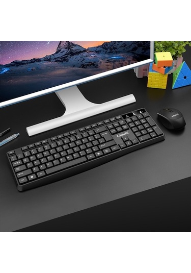 Rogfer K-snake Wk800 Kablosuz 2.4g Klavye Fare Seti Masaüstü Bilgisayar Dizüstü İş Ofis Ev Kullanımı, Renk: Siyah - Siyah Optik