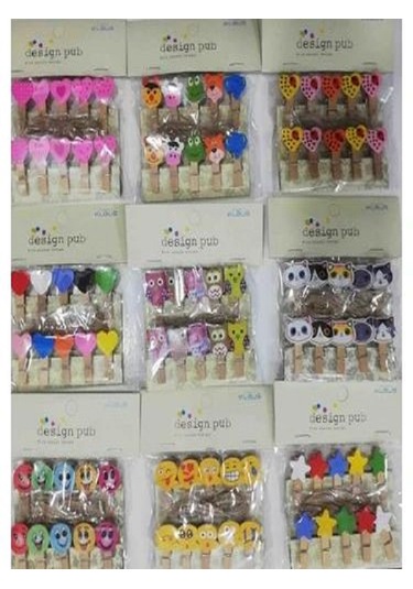 Mobgift 10'lu Şekilli Ahşap Mandal Seti 3.5cm 10'lu Set-10 Paket