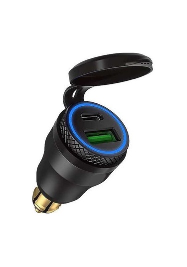 Novahub Motosiklet Su Geçirmez Hızlı Şarj Cihazı 12 V/24 V Qc3.0 Adaptörü Hella Din Fiş Soketi Bmw Ducati Triumph Siyah