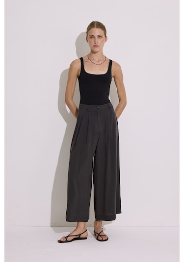 Modal Pileli Geniş Pantolon Antrasit Antrasit