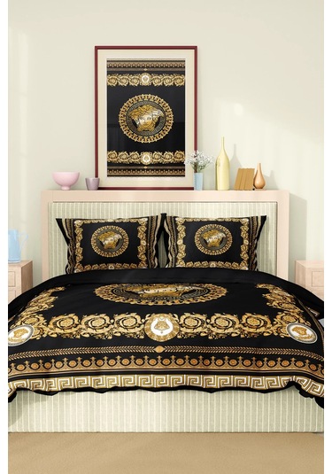 Marka Nevresim Takımı Çift Kişilik Pamuklu Saten Kumaş 6 Parça 3d Dijital Baskı Duvet Cover Set Model No:108 Renkli