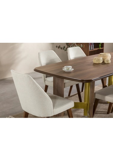 Torino Yemek Odası Takımı Yemek Masası + 4 Adet Sandalye Kahverengi