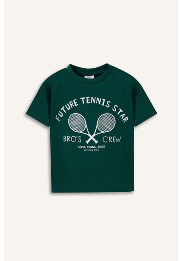 Defacto Erkek Bebek Bisiklet Yaka Spor Baskılı Kısa Kollu Tişört E1001a525smgn671 Yeşil