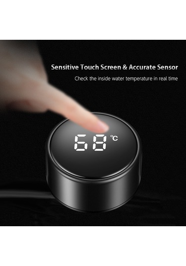 Hangfox Akıllı Led Ekranlı Termal Bardağı - 500ml Sıcaklık Göstergeli, Sızdırmaz, Geyik Desenli Koyu Mavi