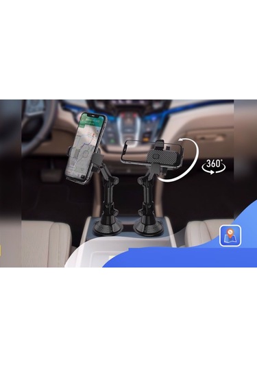 Araç İçi Bardaklıktan Monte Telefon Tutucu Siyah Telefonluk