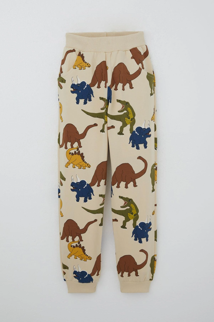 Breeze Erkek Çocuk Eşofman Takım Dinozorlar Alemi Desenli 4-8 Yaş, Bej Bej