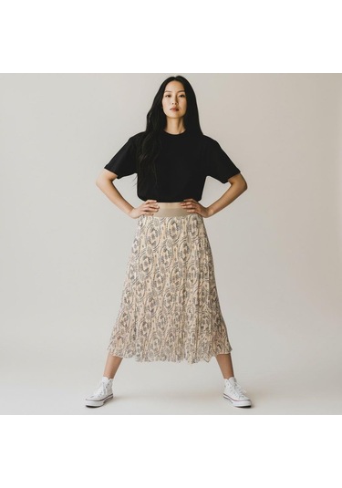Şifon Beli Lastikli Etek 95 Cm - 38-50 CAMEL