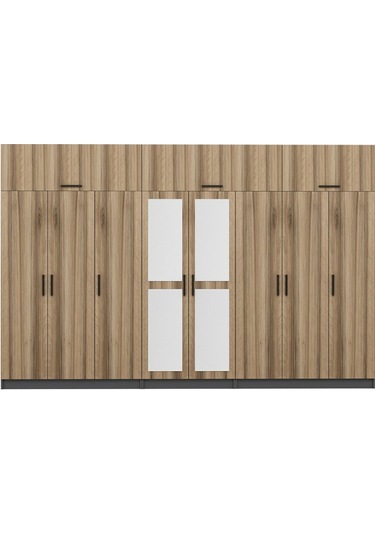 Minar Kale 8 Kapaklı 2 Aynalı 4 Ç Dolap Ve Yüklük Antrasit Dore 235cm