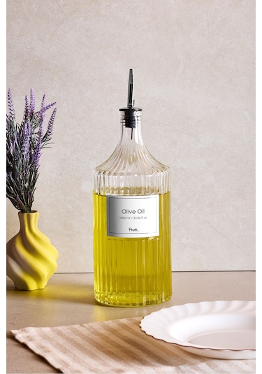 Perotti Viking 1000 Ml Cam Şişe Ve Yağlık Kapaklı Çift Kapaklı Şeffaf